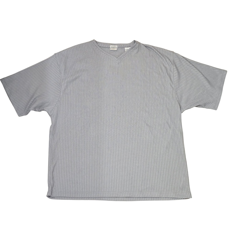 No Boundaries Mens 2XL Microfiber Ribbed V-Neck Short Sleeve Shirt Gray Blue